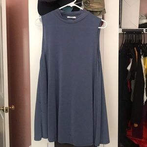 BLUE MOCK NECK DRESS